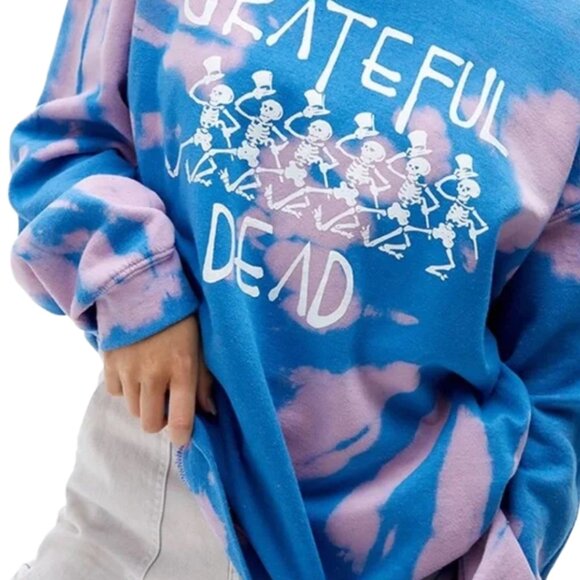 Grateful Dead Dancing Skeletons Tie-Dye Crewneck Sweatshirt Pink Blue XL - Picture 8 of 9